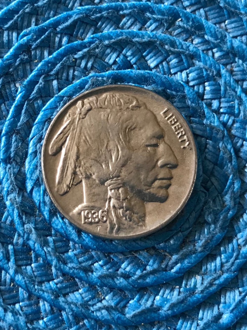 Buffalo Nickel 1936 P, Uncirculated, Brilliant, Full Date and Horn